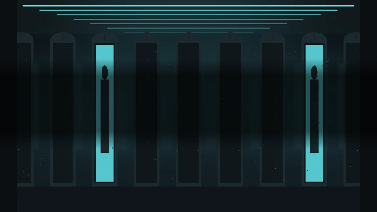 Rows of cryo-vaults humming in the dark